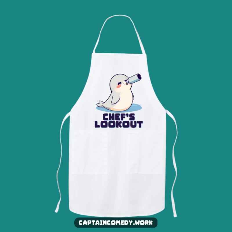 Funny Seal Explorer Apron: Cheerful Kitchen Adventure Wear Gift