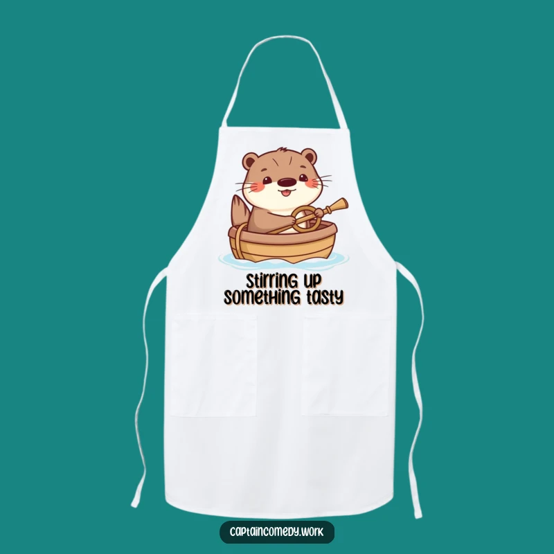 Funny Happy Otter Apron: Kitchen Boating Wear, Hilarious Funny Gift for Cooks