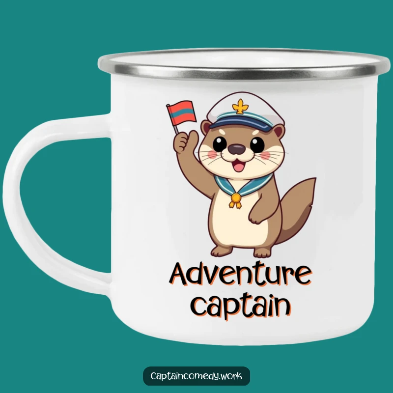Funny Otter Captain Flag Camping Mug: Nautical Companion for Outdoor Adventures