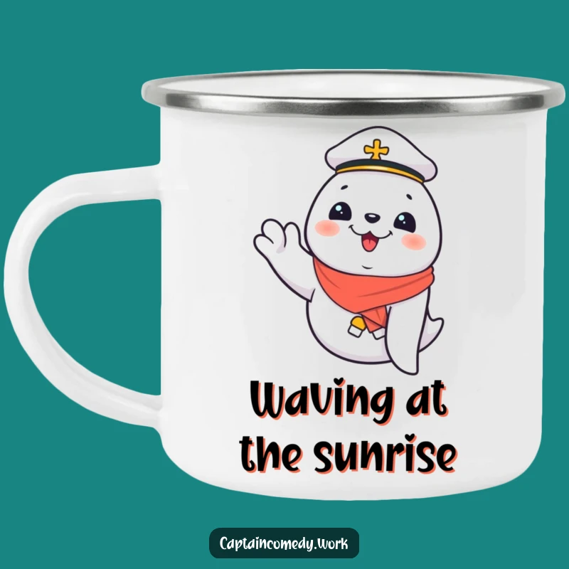Funny Giggling Seal First Mate Camping Mug: Nautical Drinkware, Perfect Funny Gift for Outdoors