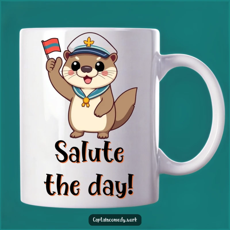 Funny Otter Captain Flag Mug: Hilarious Nautical Gift for Sea Lovers