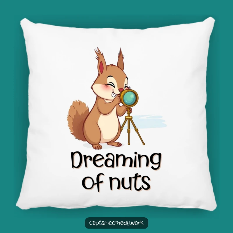 Funny Squirrel Spyglass Pillow - Giggling Explorer Cushion, Ideal Funny Gift for Cozy Adventures
