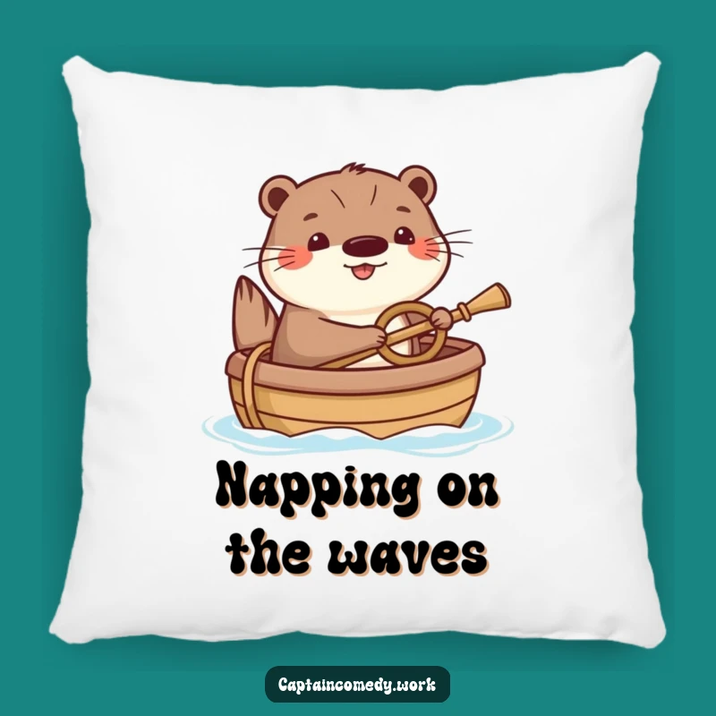 Funny Happy Otter Pillow: Cozy Boating Cushion, Adorable Funny Gift for Otter Fans