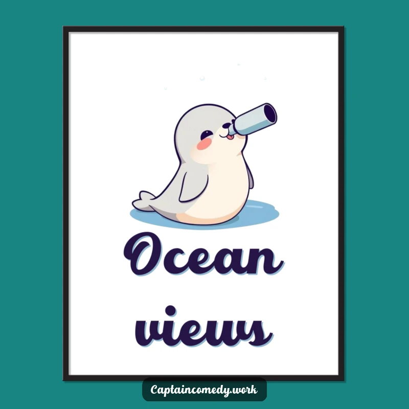 Funny Seal Explorer Digital Print: Cheerful Ocean Art Download