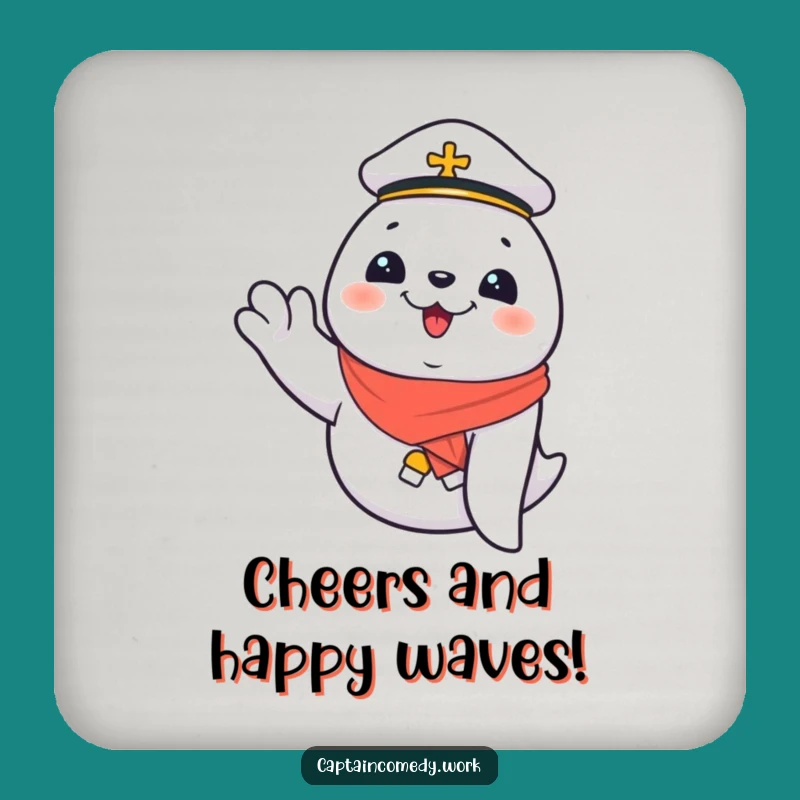 Funny Giggling Seal First Mate Coaster Set: Nautical Protection, Perfect Funny Gift for Hosts