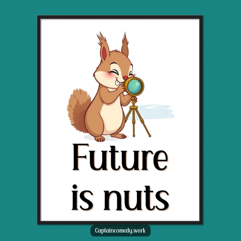 Funny Squirrel Spyglass Poster - Giggling Explorer Animal Wall Art, Great Funny Gift Decor