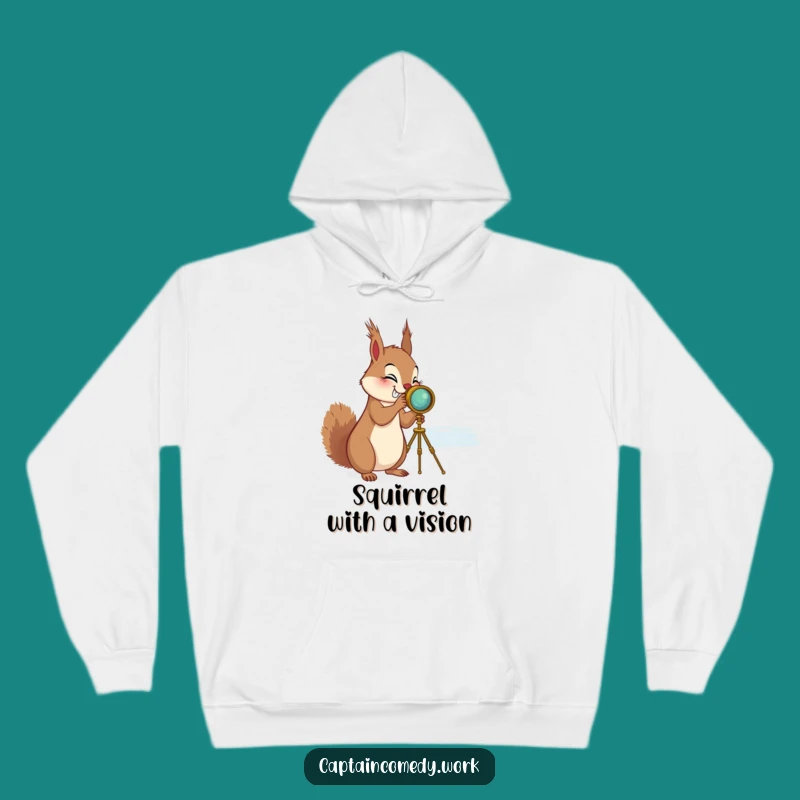 Cozy Funny Squirrel Spyglass Hoodie - Giggling Explorer Animal Sweatshirt, Ideal Funny Gift