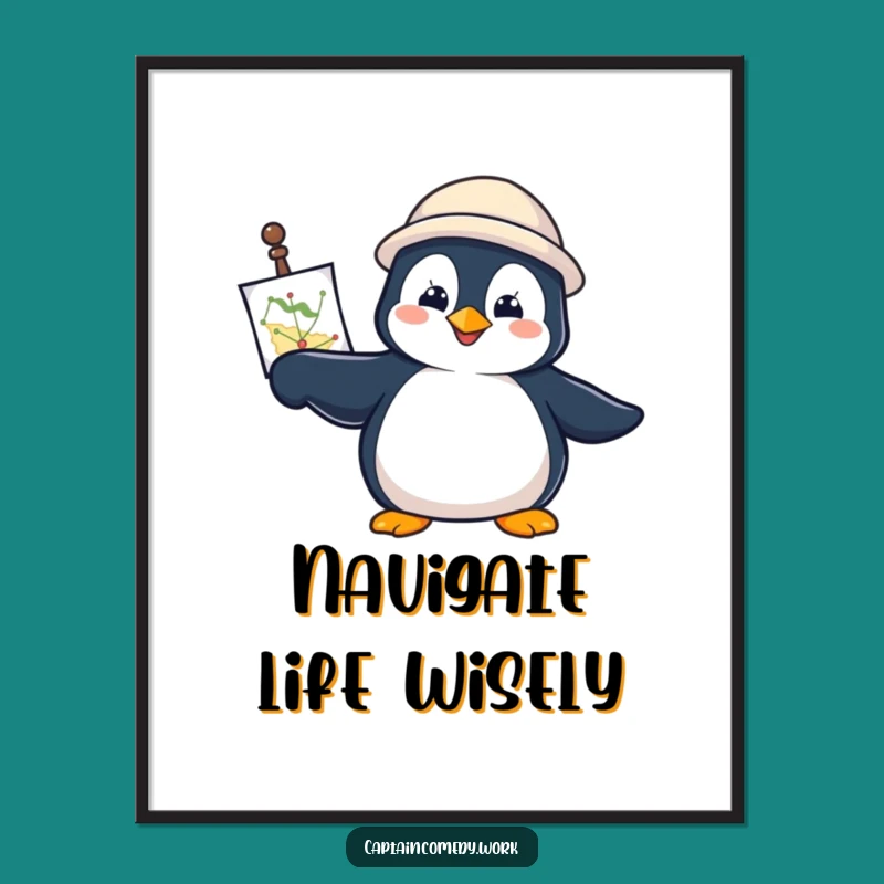 Funny Free Printable Wall Art: Penguin Navigator Chart, Downloadable Art