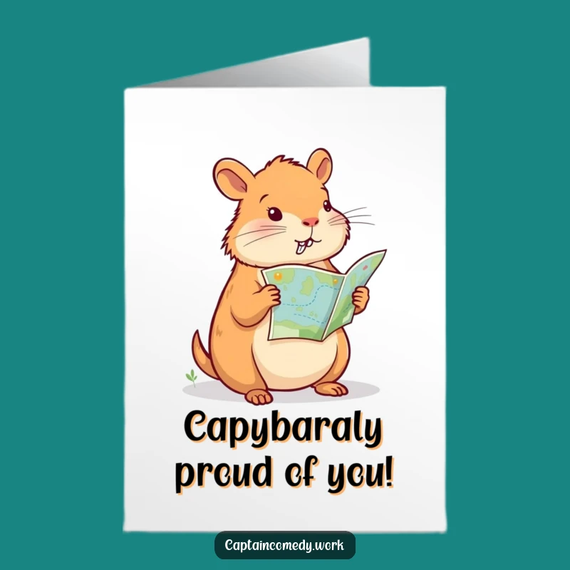 Free Printable Congrats Card: Determined Capybara Navigator Navigates Success Downloadable Gift