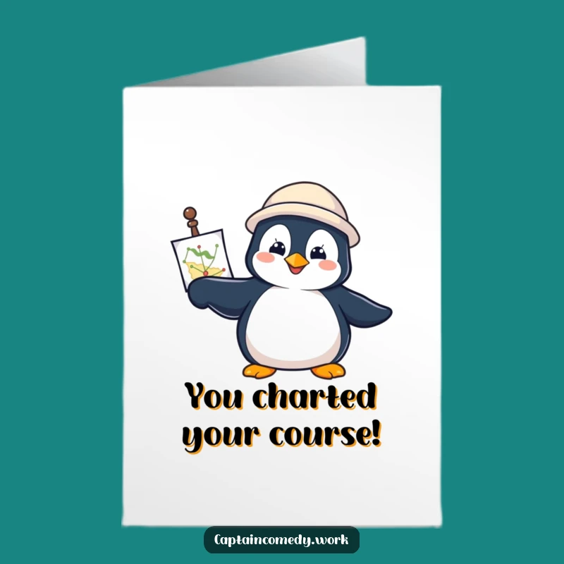 Free Printable Congrats Card: Penguin Navigator Reaches Goal, Downloadable
