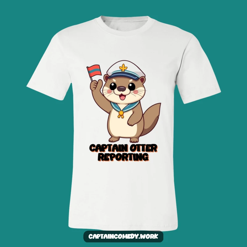 Funny Otter Captain Flag T-Shirt: Hilarious Nautical Tee for Fun