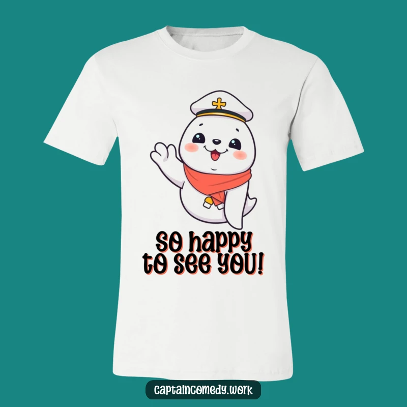 Funny Giggling Seal First Mate T-Shirt: Cheerful Sailor Tee, Perfect Funny Gift for Party Goers