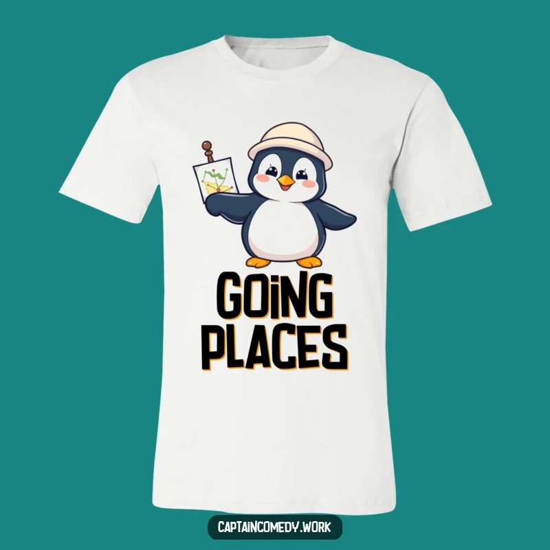Funny Penguin Navigator T-Shirt: Determined Adventure Tee
