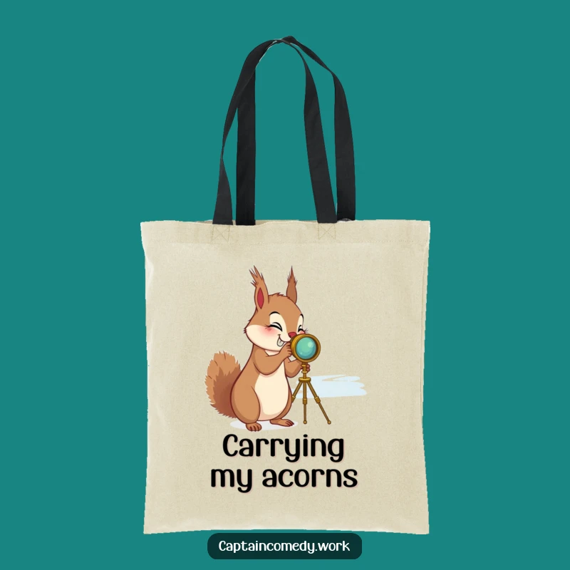 Funny Squirrel Spyglass Tote Bag - Giggling Explorer Animal Carryall, Perfect Funny Gift