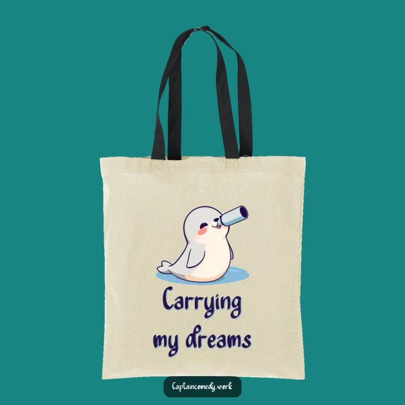 Funny Seal Explorer Tote Bag: Cheerful Ocean Shopping Bag Gift