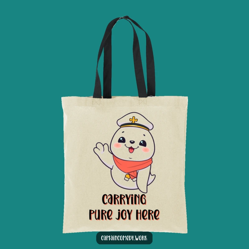 Funny Giggling Seal First Mate Tote Bag: Nautical Accessory, Perfect Funny Gift for Beach Goers
